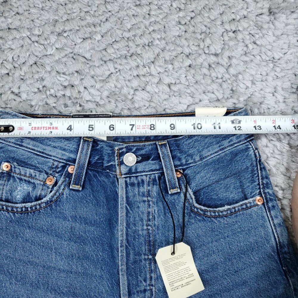 Levi's Premium Ribcage Straight Ankle Jeans Revolve Blue Ripped Size 24 x 27 - Picture 8 of 11